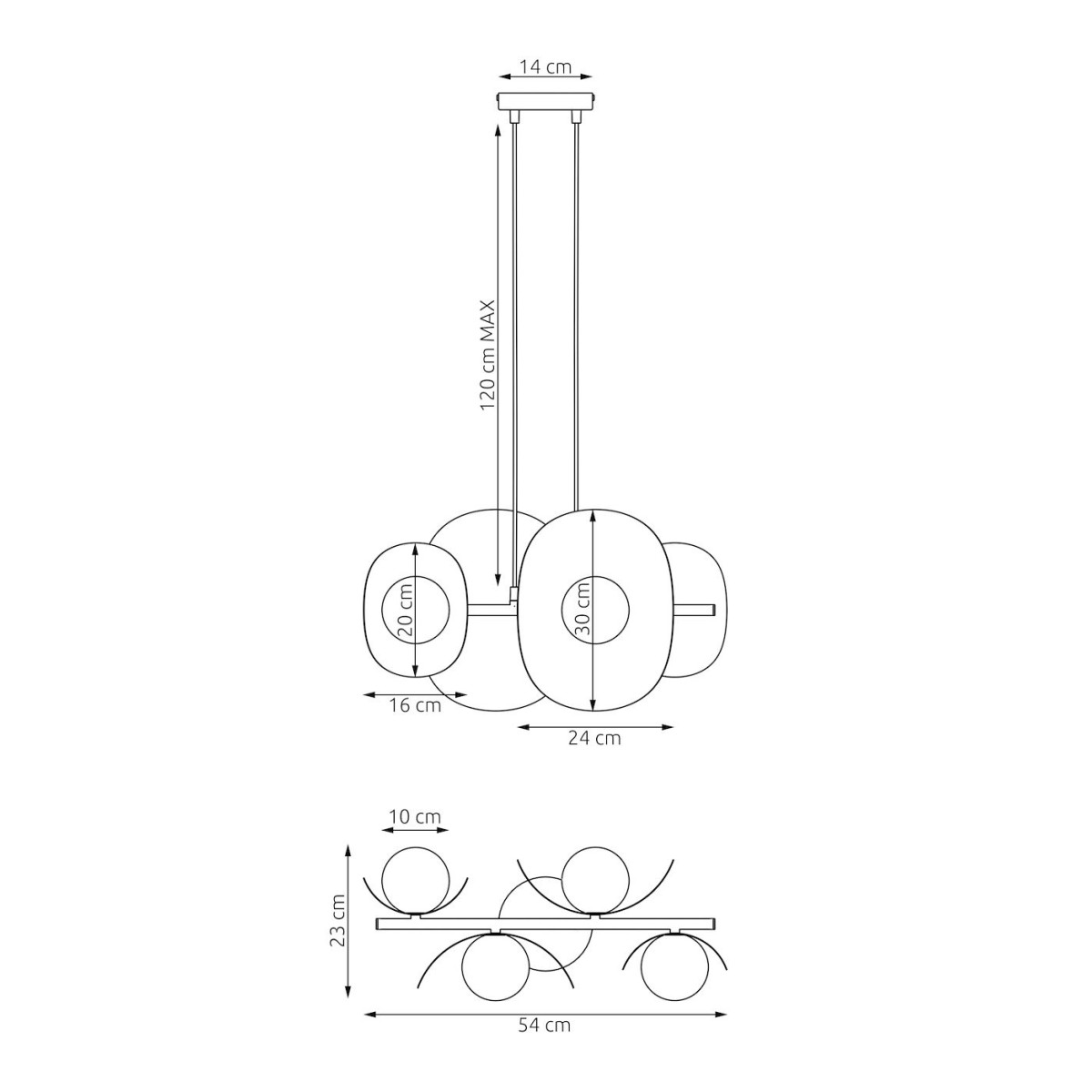 Emibig ELEMENTI 4 BL GRAY EM1494/4 kolor szary z kategorii lampy wiszące