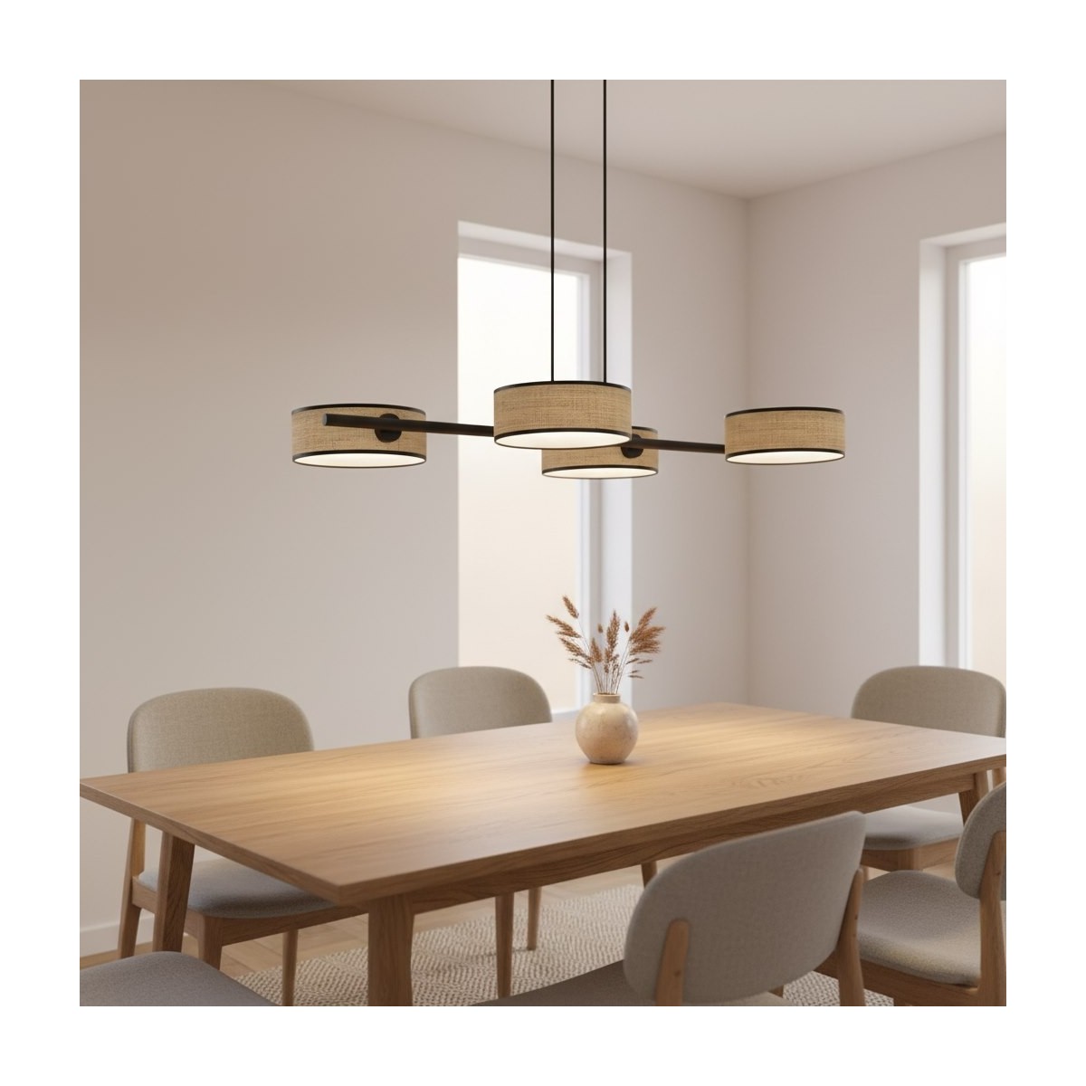 Emibig DRUMZ 4 RATTAN EM1565/4 kolor czarny z kategorii lampy wiszące