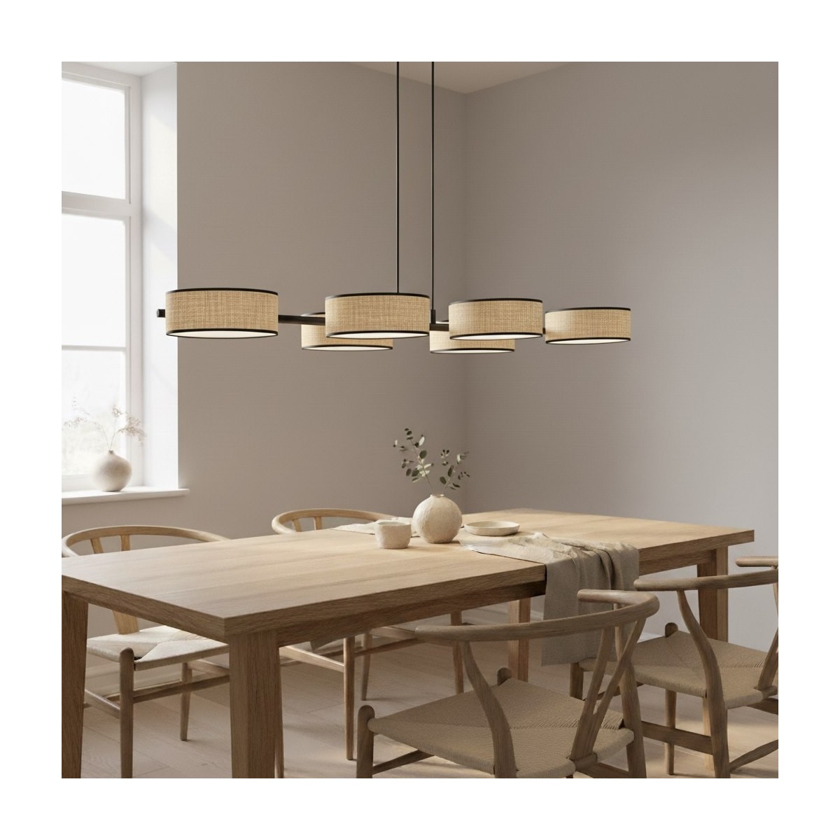 Emibig DRUMZ 6 RATTAN EM1565/6 kolor czarny z kategorii lampy wiszące