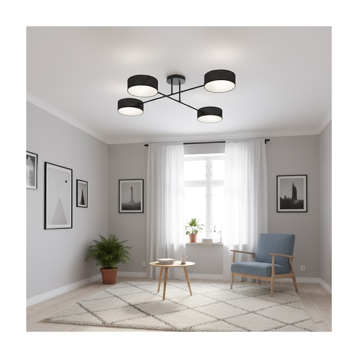 Emibig MAGA 4 BLACK EM1568/4 kolor czarny z kategorii lampy sufitowe