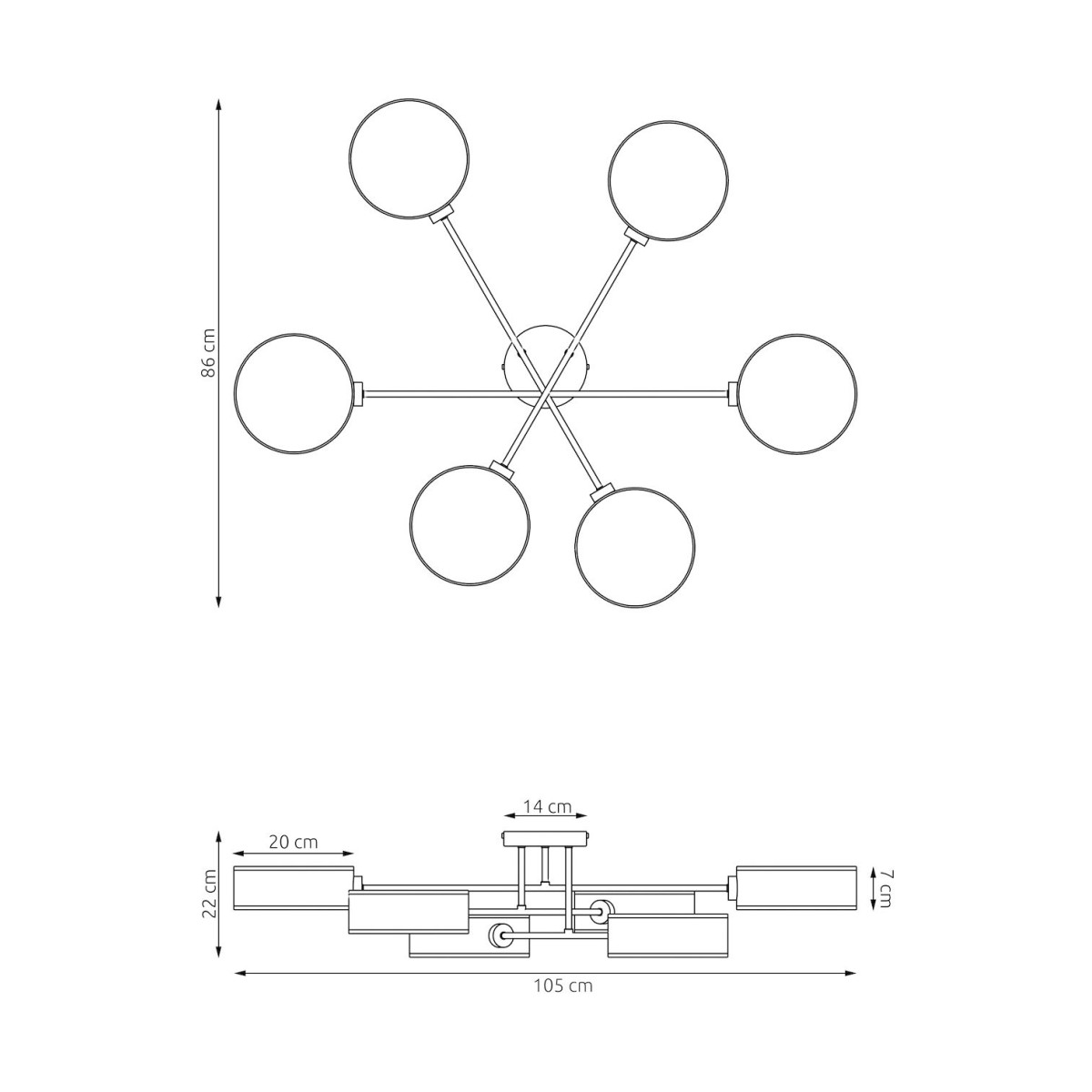 Emibig MAGA 6 BLACK EM1568/6 kolor czarny z kategorii lampy sufitowe