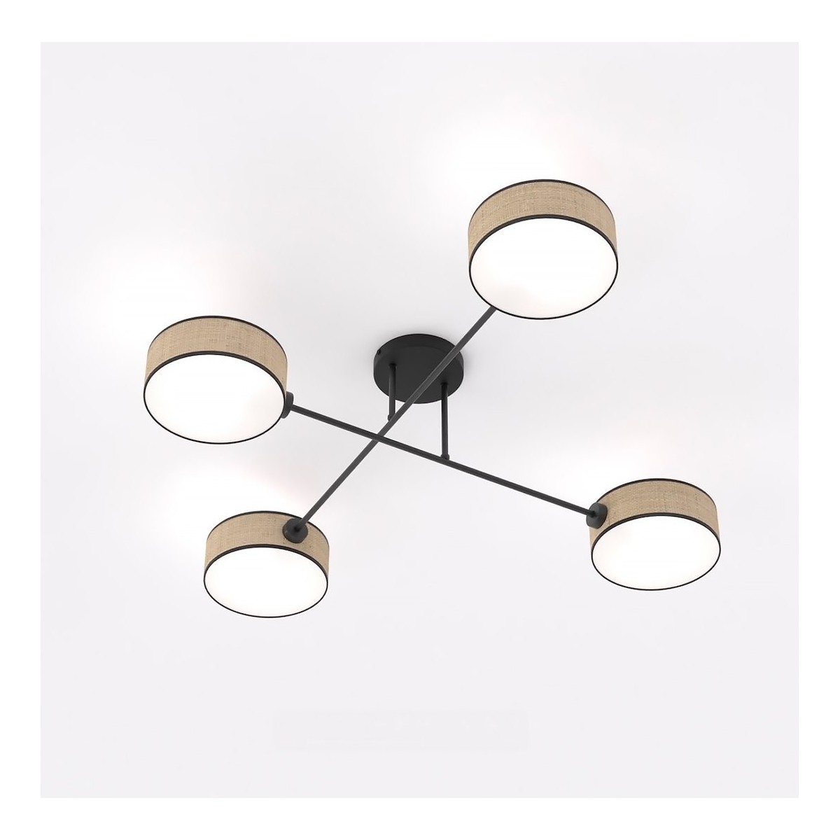 Emibig MAGA 4 RATTAN EM1571/4 kolor czarny z kategorii lampy sufitowe