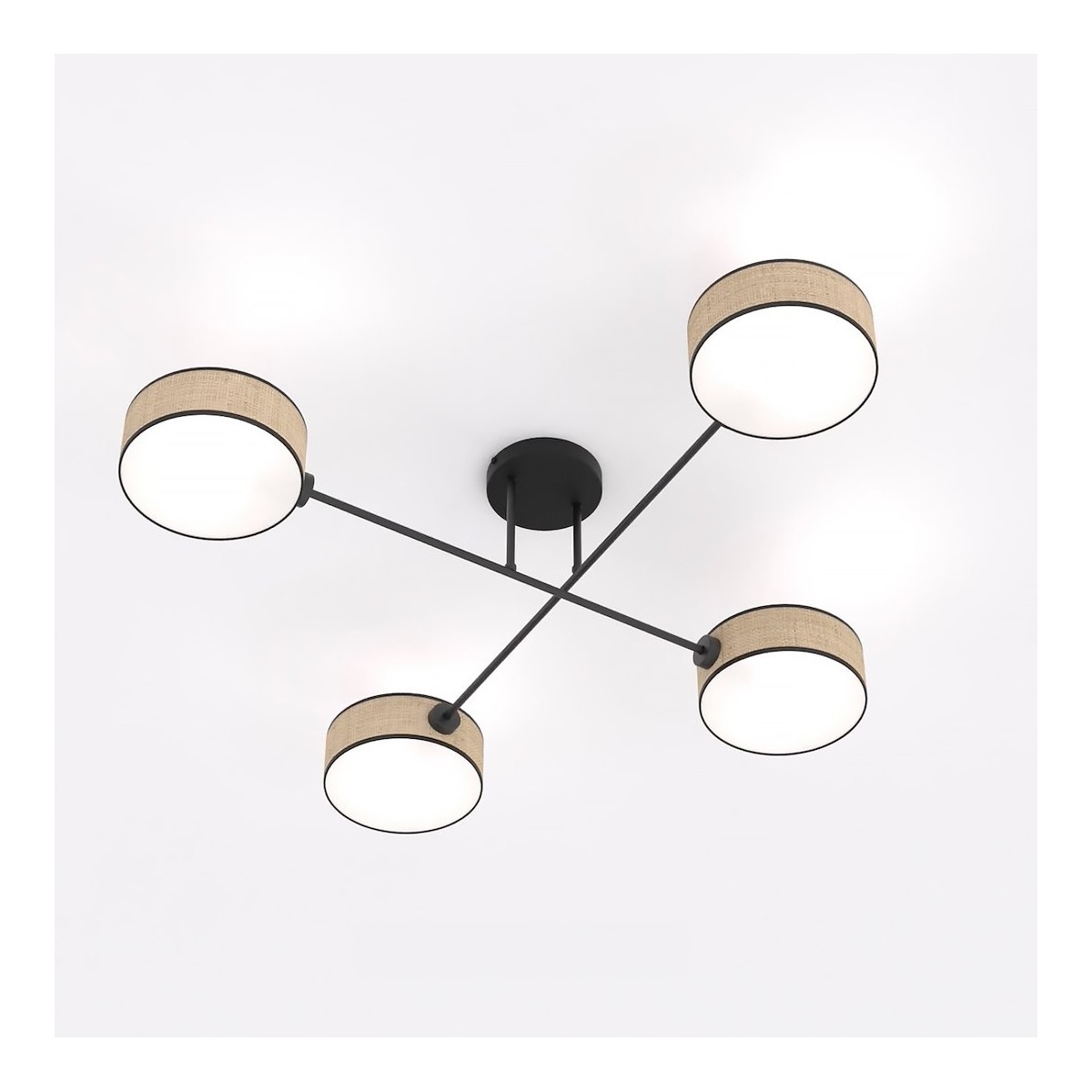 Emibig MAGA 4 RATTAN EM1571/4 kolor czarny z kategorii lampy sufitowe