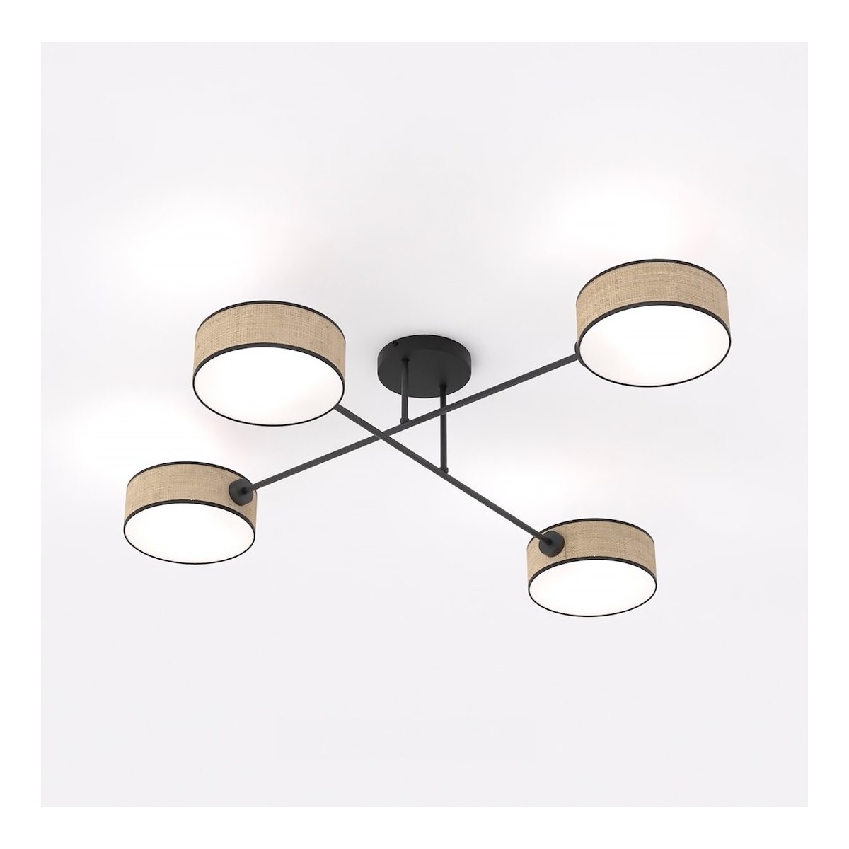 Emibig MAGA 4 RATTAN EM1571/4 kolor czarny z kategorii lampy sufitowe