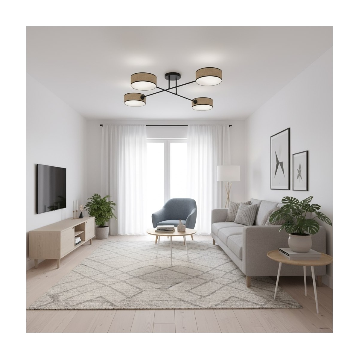 Emibig MAGA 4 RATTAN EM1571/4 kolor czarny z kategorii lampy sufitowe