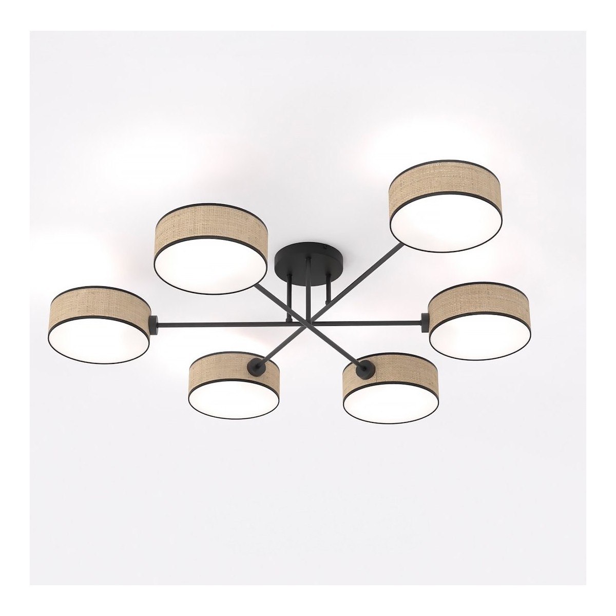 Emibig MAGA 6 RATTAN EM1571/6 kolor czarny z kategorii lampy sufitowe