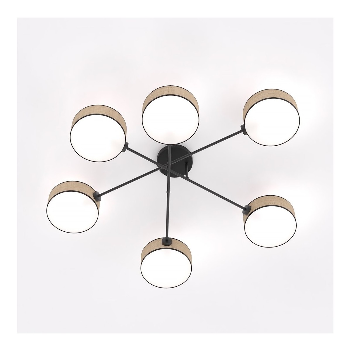 Emibig MAGA 6 RATTAN EM1571/6 kolor czarny z kategorii lampy sufitowe