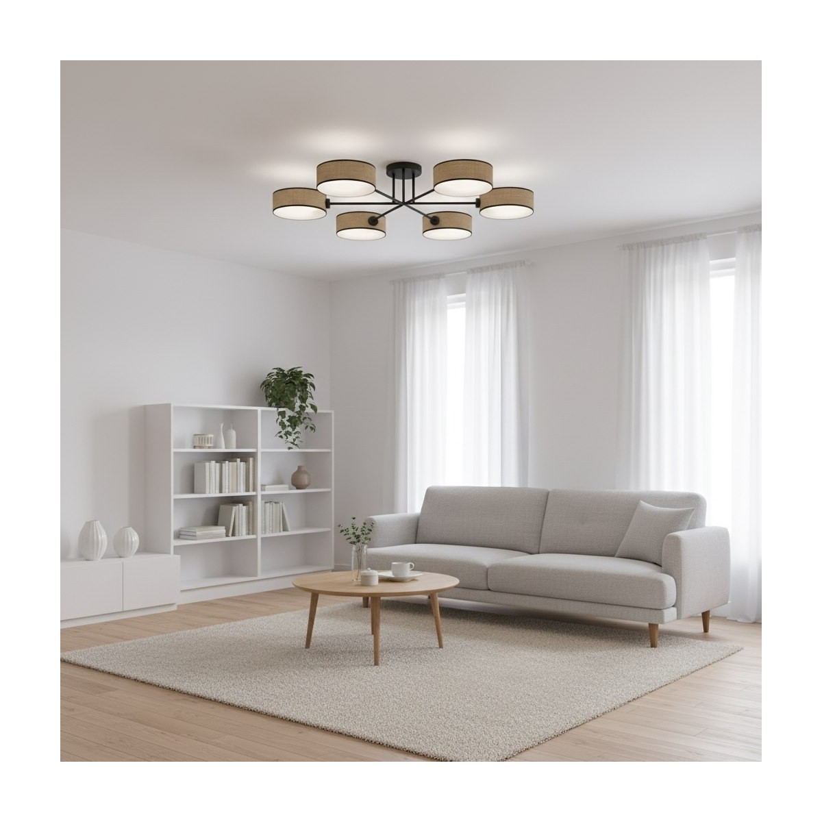 Emibig MAGA 6 RATTAN EM1571/6 kolor czarny z kategorii lampy sufitowe