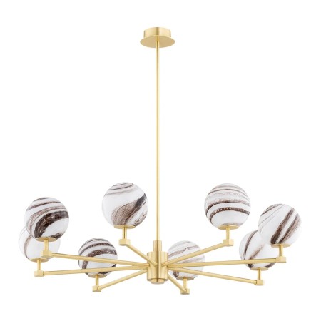 żyrandol 8 pł. ARUBA kolor biało-brązowy (marmurek), mosiądz szczotkowany polskiej manufaktury Argon