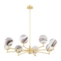 żyrandol 8 pł. ARUBA kolor biało-brązowy (marmurek), mosiądz szczotkowany polskiej manufaktury Argon
