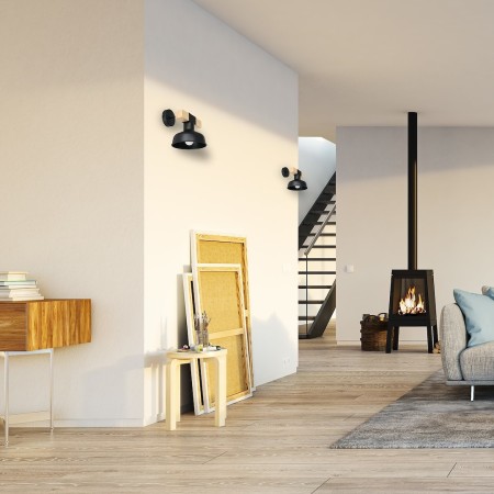 Milagro MLP7455 Kinkiet FARO BLACK/NATURAL WOOD 1xE27 60W