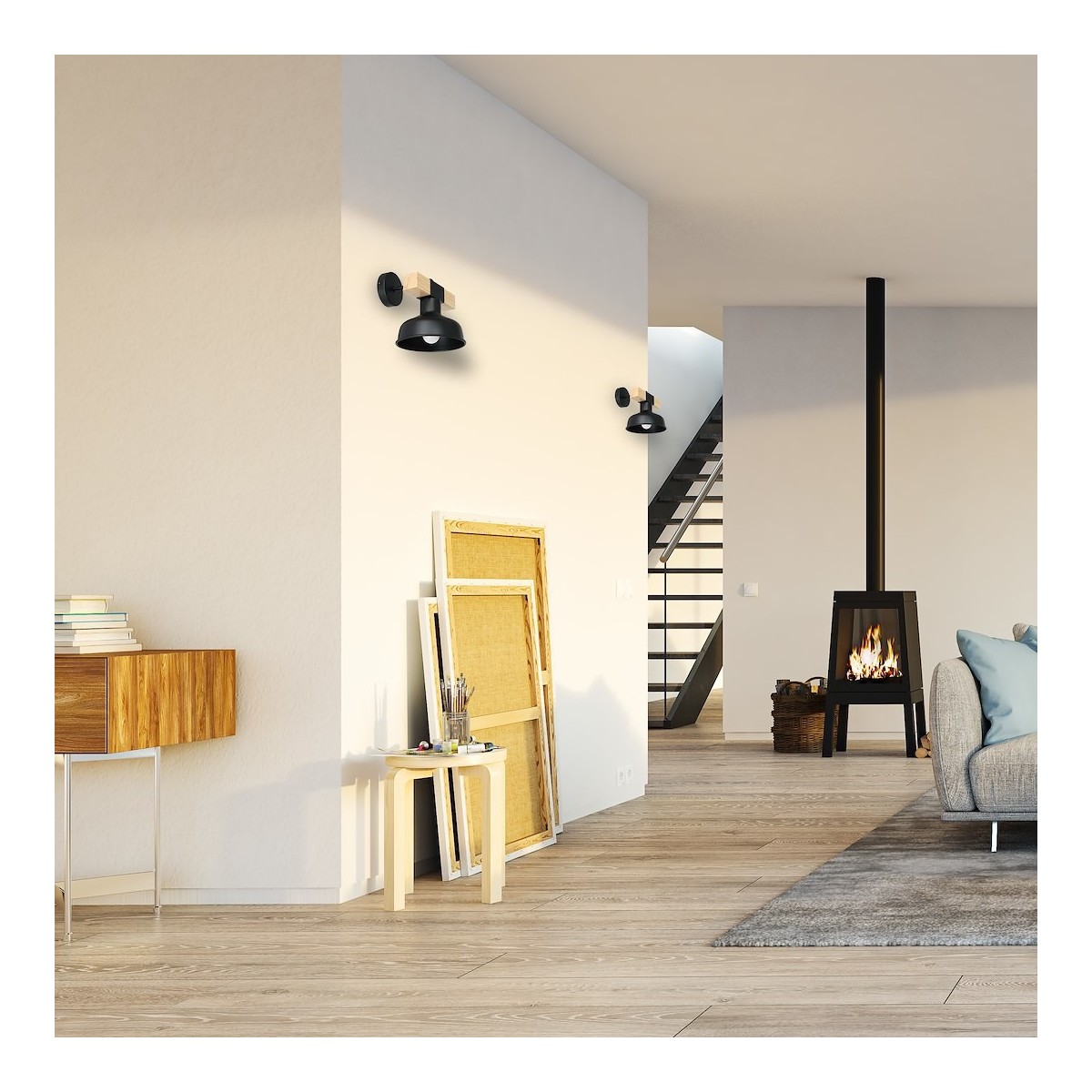 Milagro MLP7455 Kinkiet FARO BLACK/NATURAL WOOD 1xE27 60W