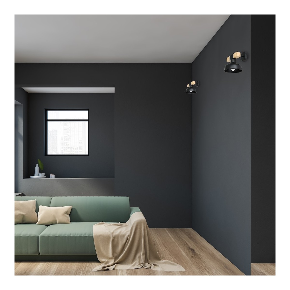 Milagro MLP7455 Kinkiet FARO BLACK/NATURAL WOOD 1xE27 60W