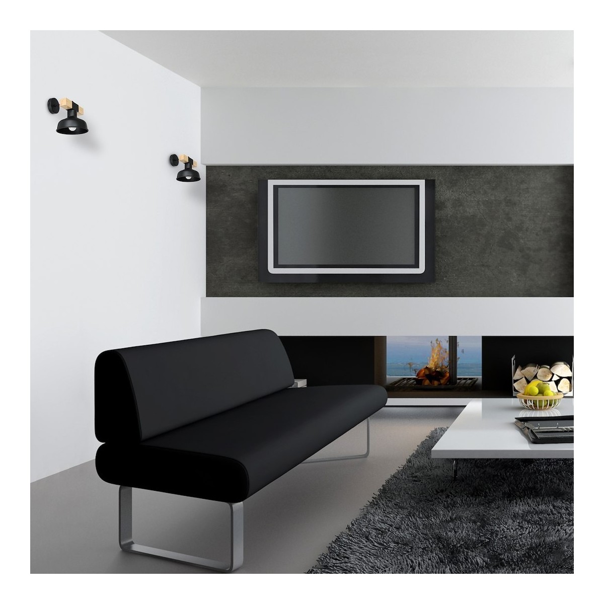 Milagro MLP7455 Kinkiet FARO BLACK/NATURAL WOOD 1xE27 60W