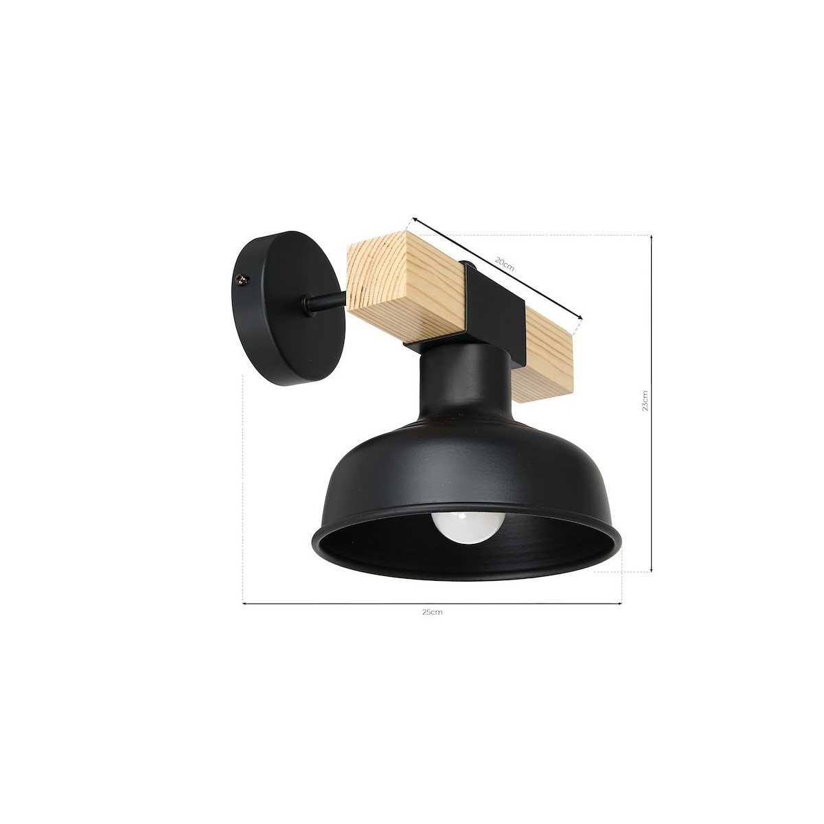 Kinkiet FARO Black/Natural Wood 1xE27 MLP7455