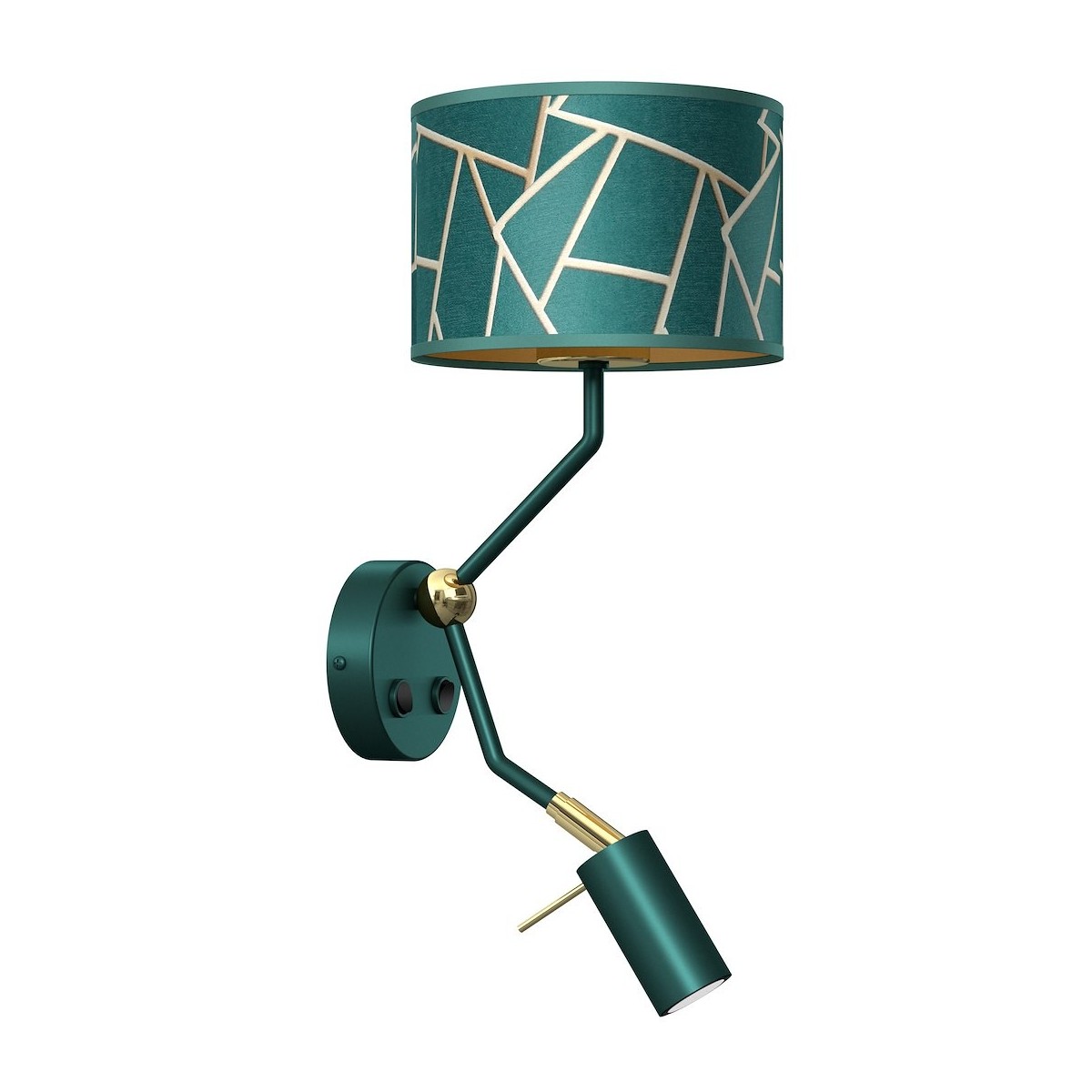 Milagro MLP7573 Kinkiet ZIGGY GREEN Gold/Bottle green  1xE27+1x mini GU10