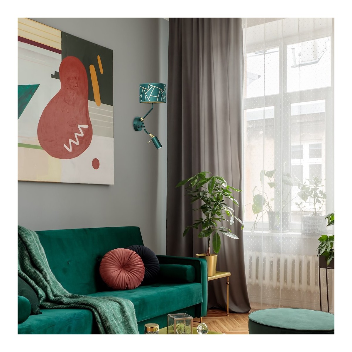 Milagro MLP7573 Kinkiet ZIGGY GREEN Gold/Bottle green  1xE27+1x mini GU10