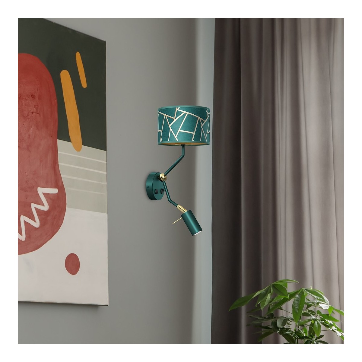 Milagro MLP7573 Kinkiet ZIGGY GREEN Gold/Bottle green  1xE27+1x mini GU10