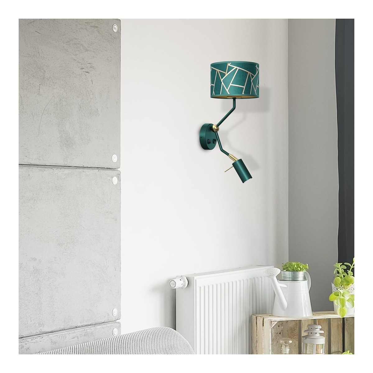 Milagro MLP7573 Kinkiet ZIGGY GREEN Gold/Bottle green  1xE27+1x mini GU10