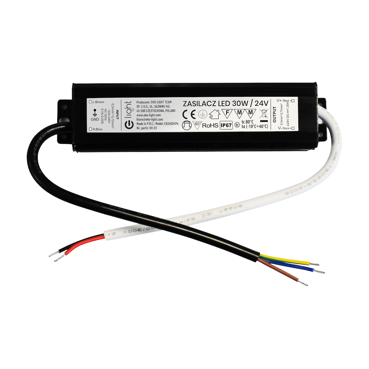Zasilacz LED 30W IP67 24V EKZAS0424