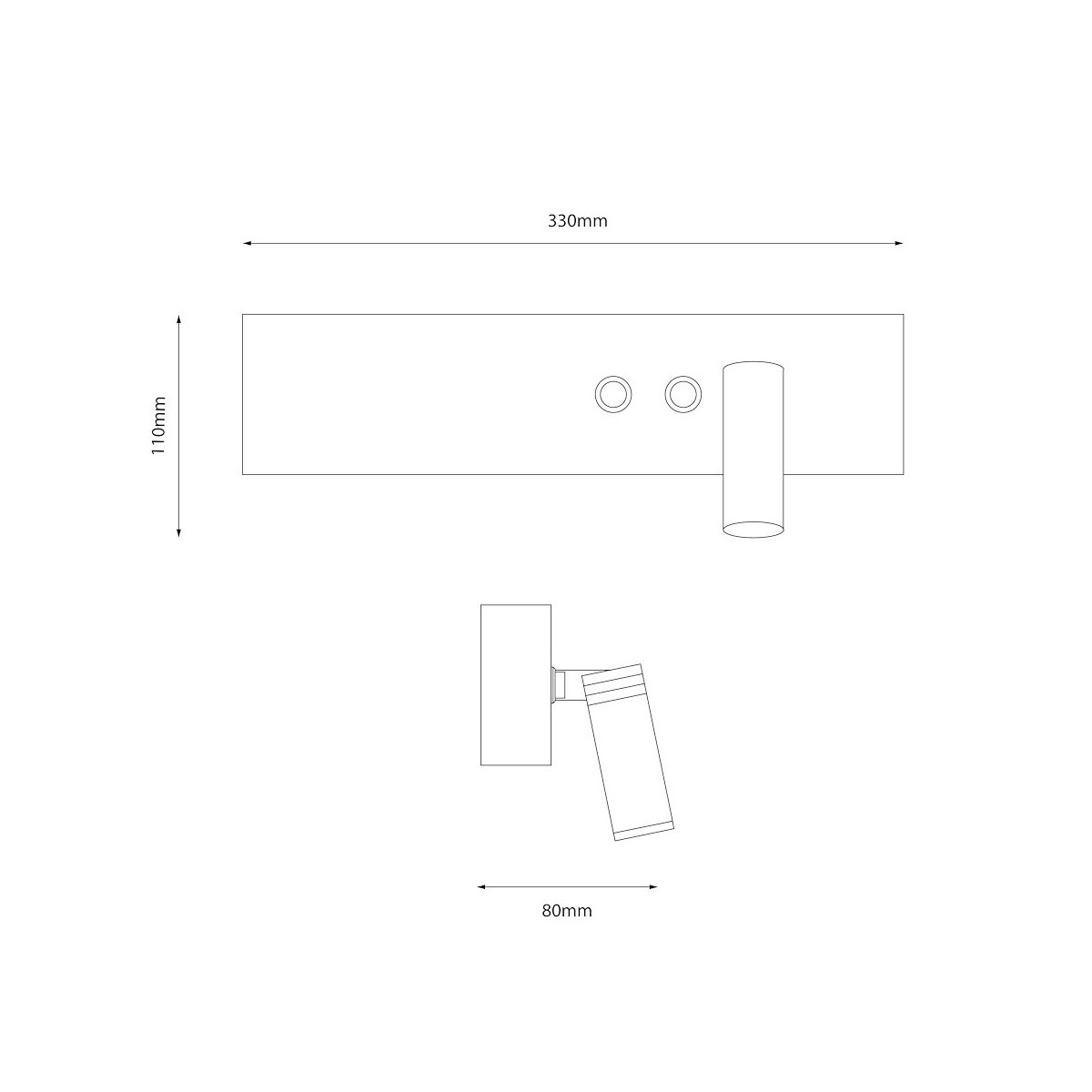 Milagro ML1568 Kinkiet Resort Czarny prawy 10W + 3W LED 4000K