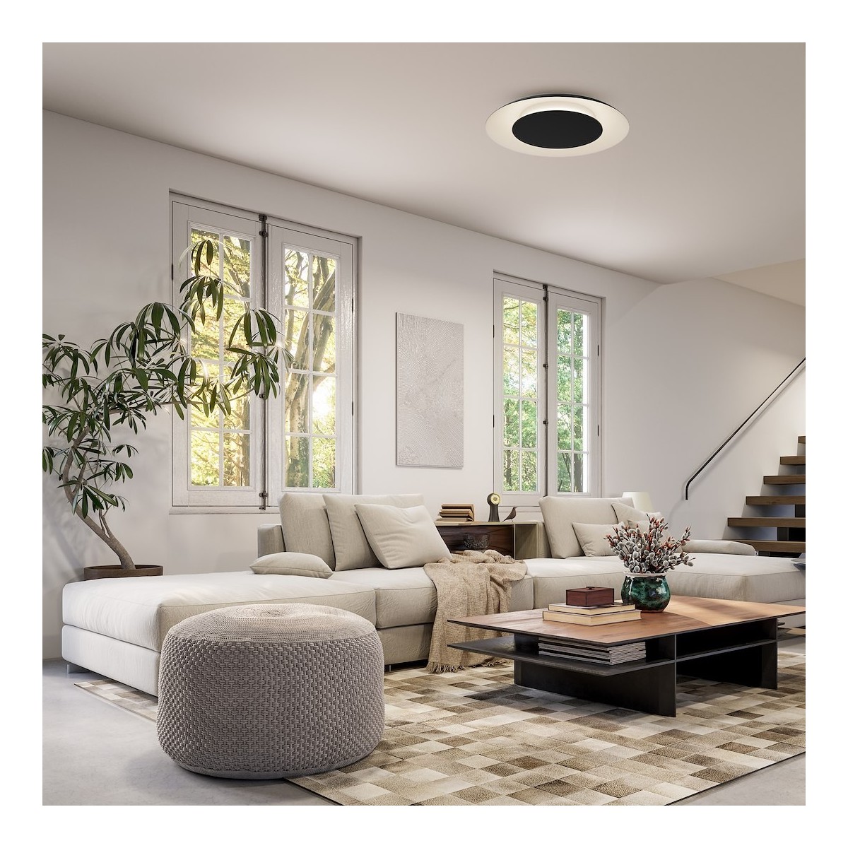 Czarna lampa sufitowa PIATTINO 30W LED 3000K-6000K
