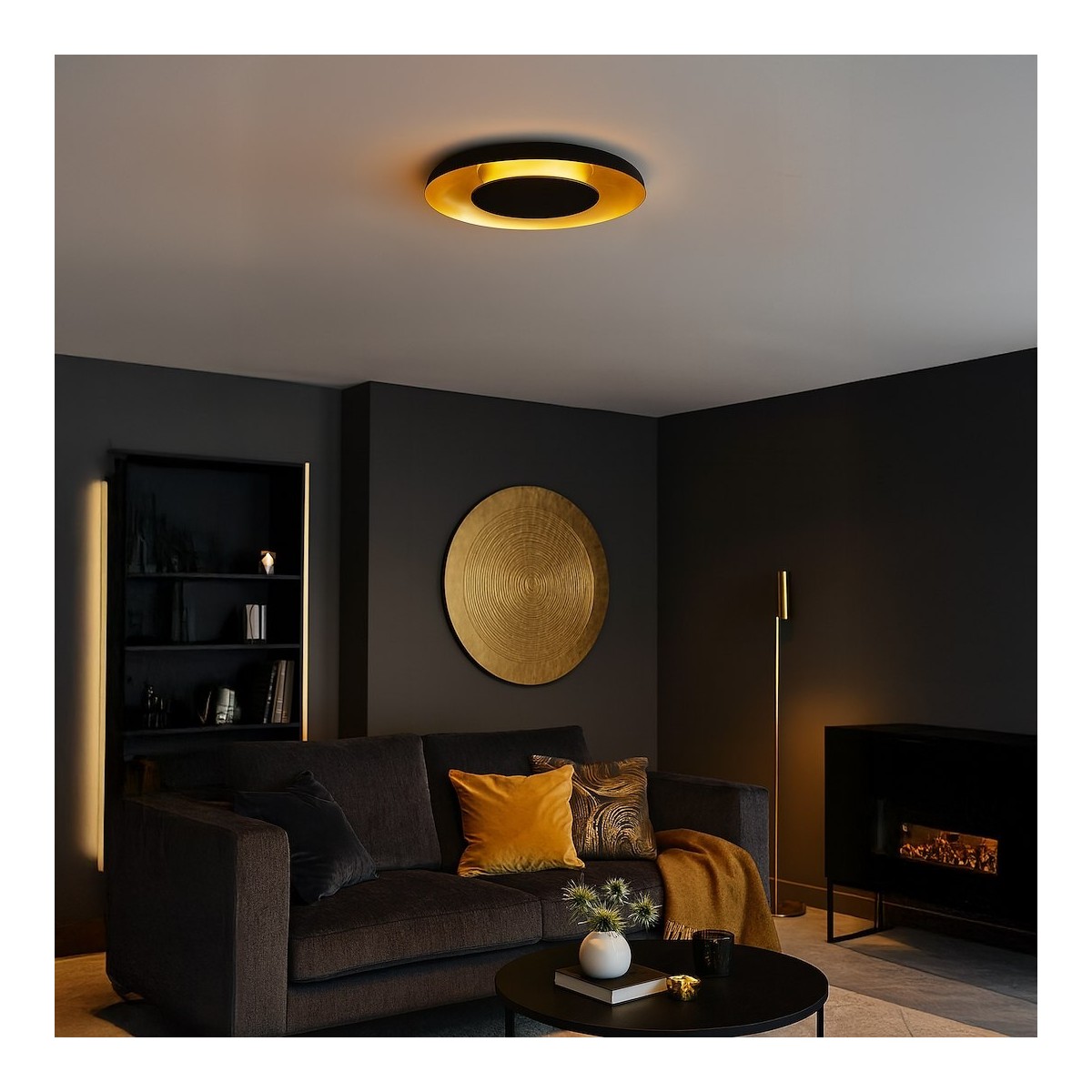 Lampa sufitowa PIATTINO Czarny Złoty LED 30W