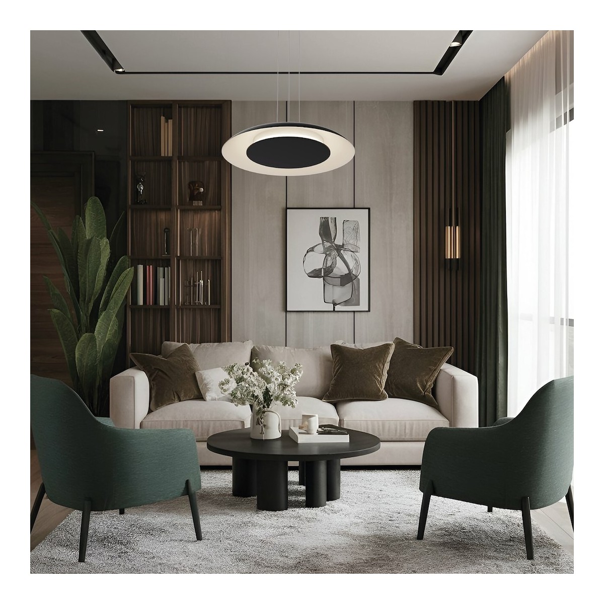 Czarna lampa wisząca PIATTINO LED 30W CCT