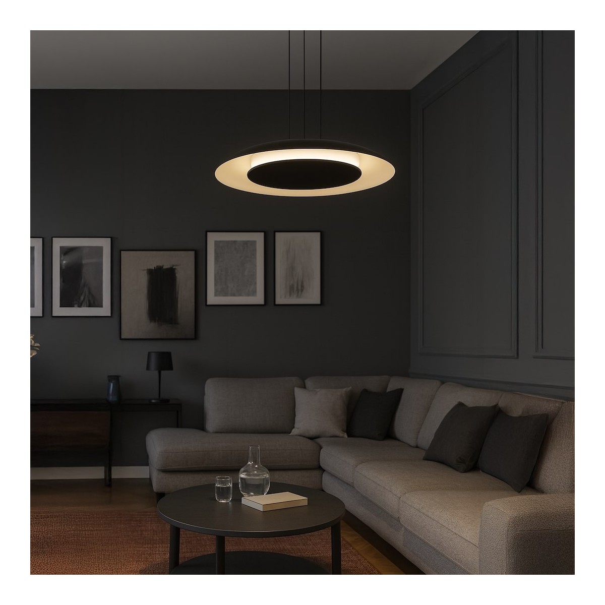 Czarna lampa wisząca PIATTINO LED 30W CCT