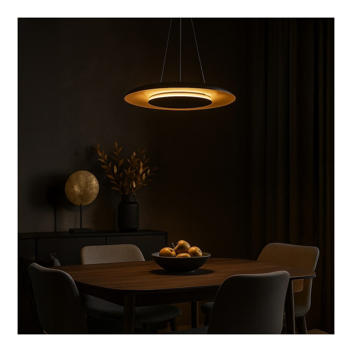 Lampa wisząca PIATTINO Czarny Złoty LED