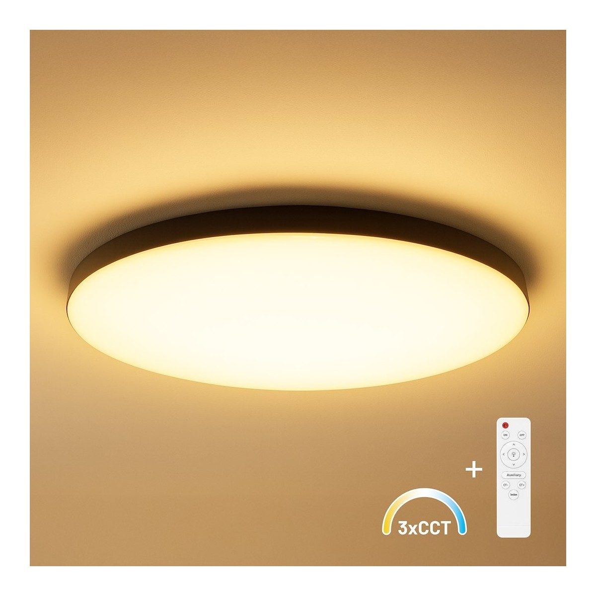 Milagro ML1834 Plafon Siena Czarny 80W LED O750 mm + pilot