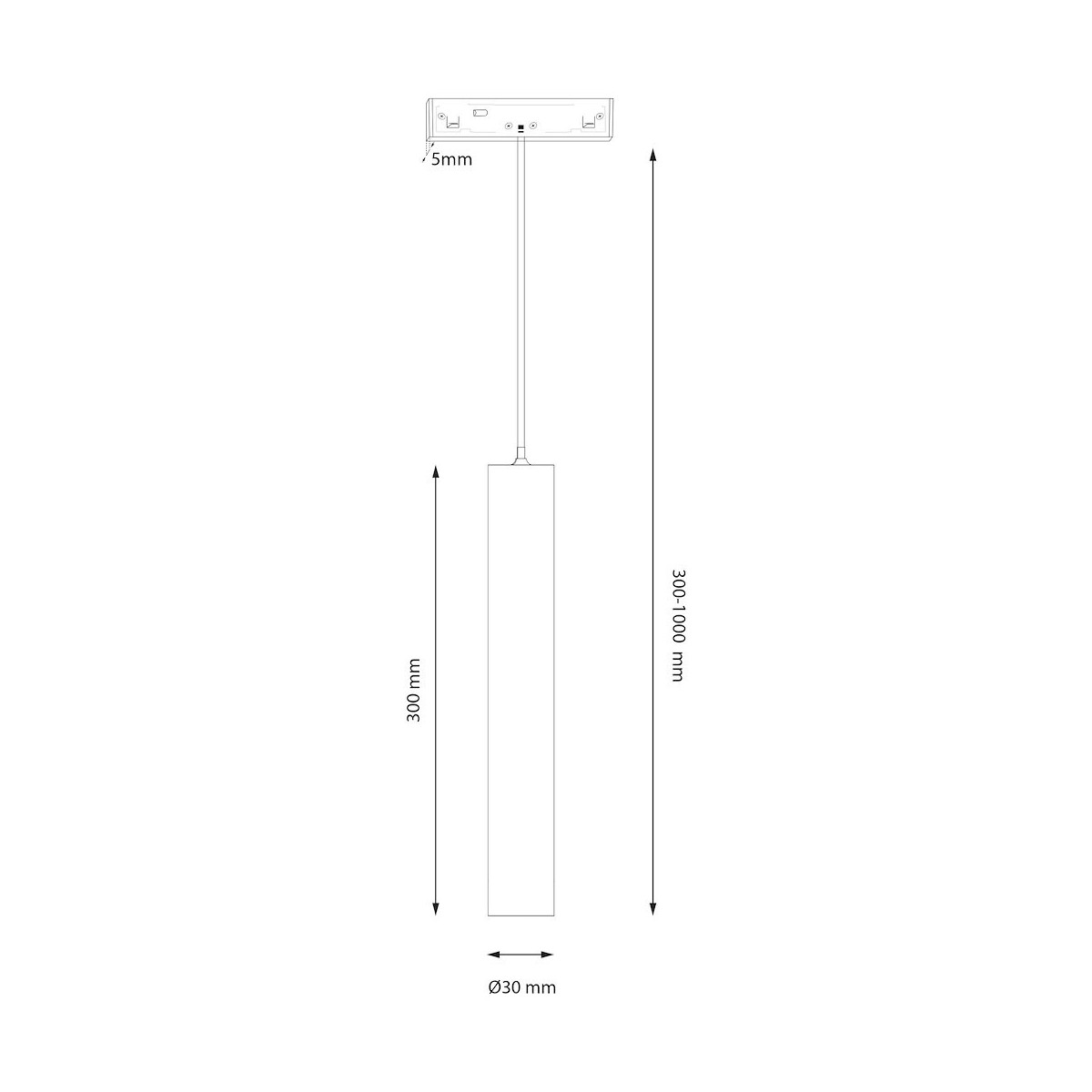 Milagro ML2157 Magnetic track pendant tube 5mm 5W 4000K