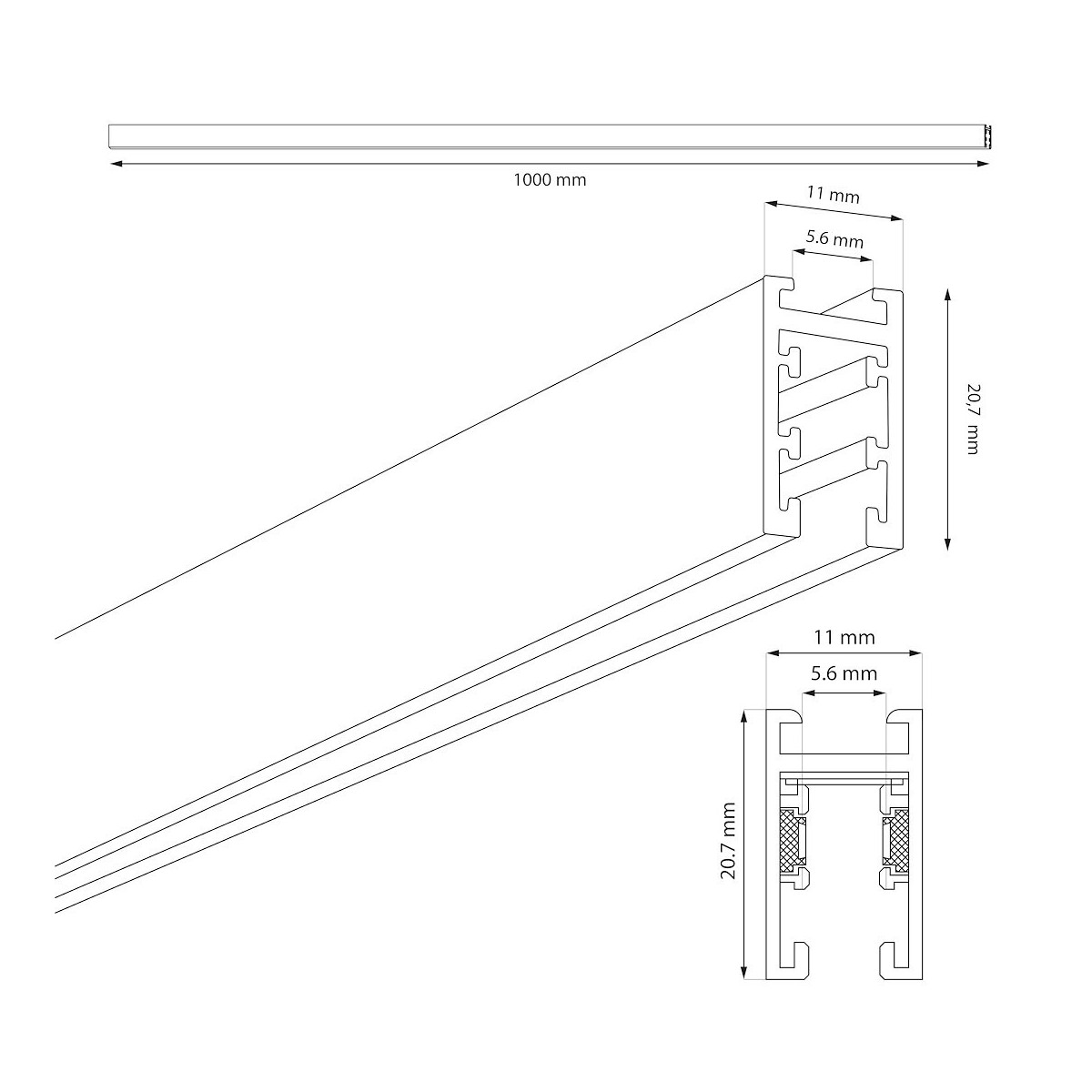 Milagro ML2158 Szyna natynk magnetic track 5mm 100cm