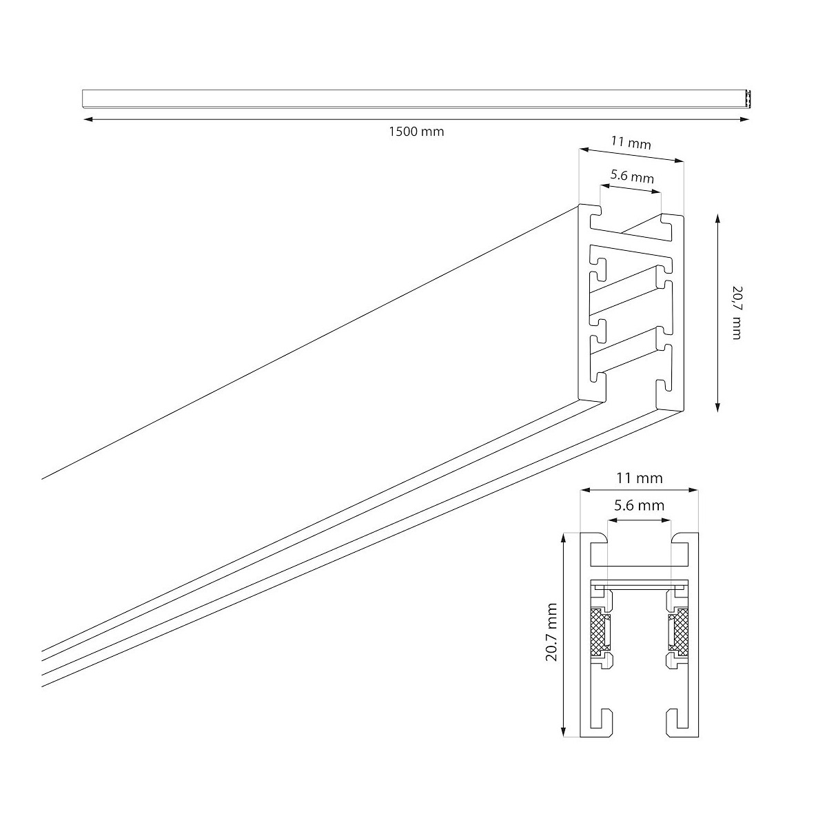 Milagro ML2159 Szyna natynk magnetic track 5mm 150cm