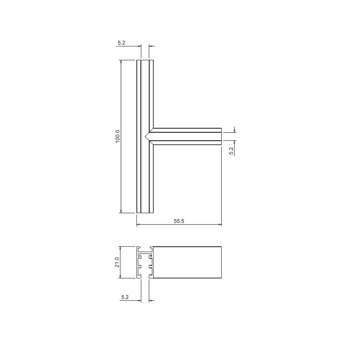 Milagro ML2166 Narożnik natynk T magnetic track 5mm