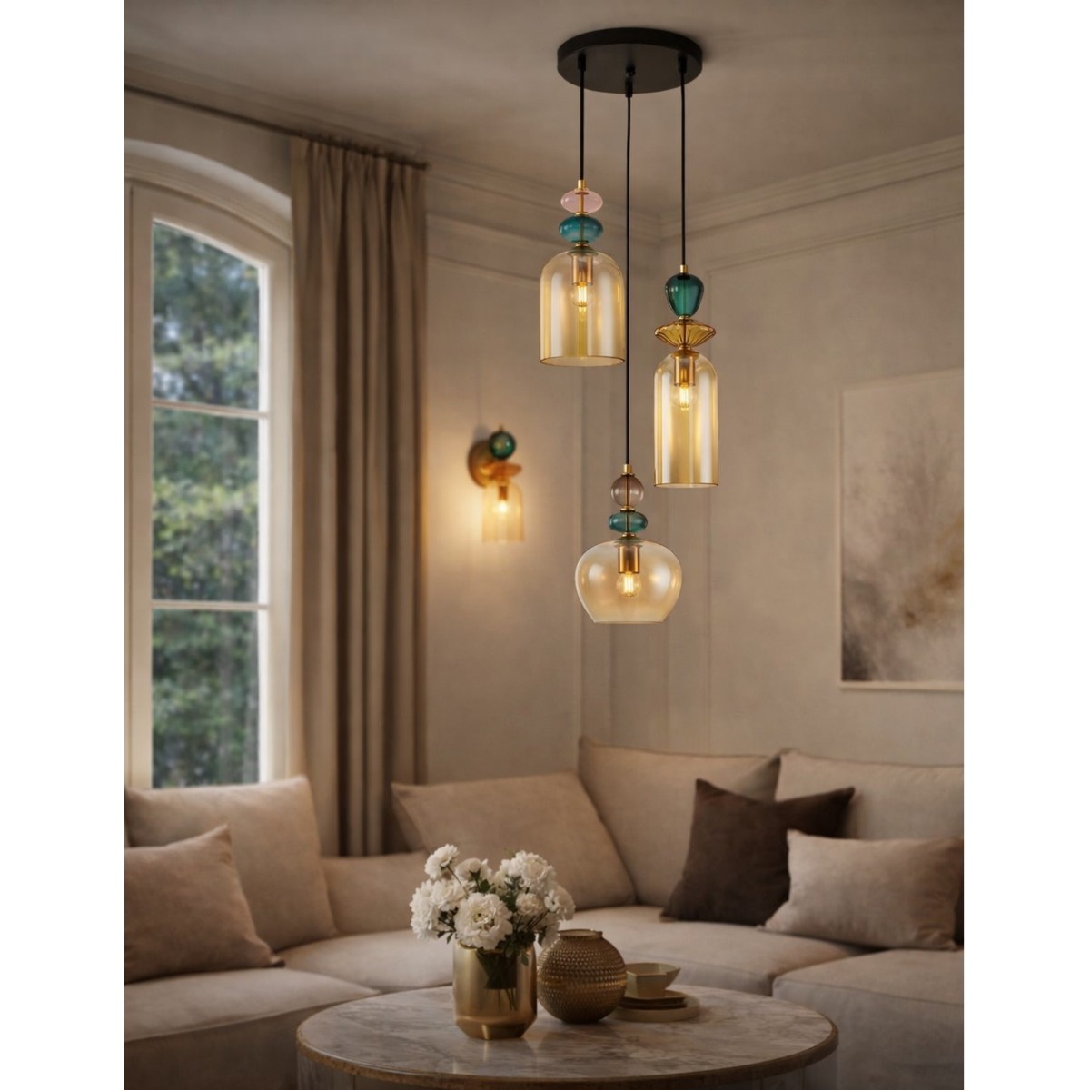 Nowoczesna lampa wisząca ITALUX PND-30263-3A-BRO-AMB