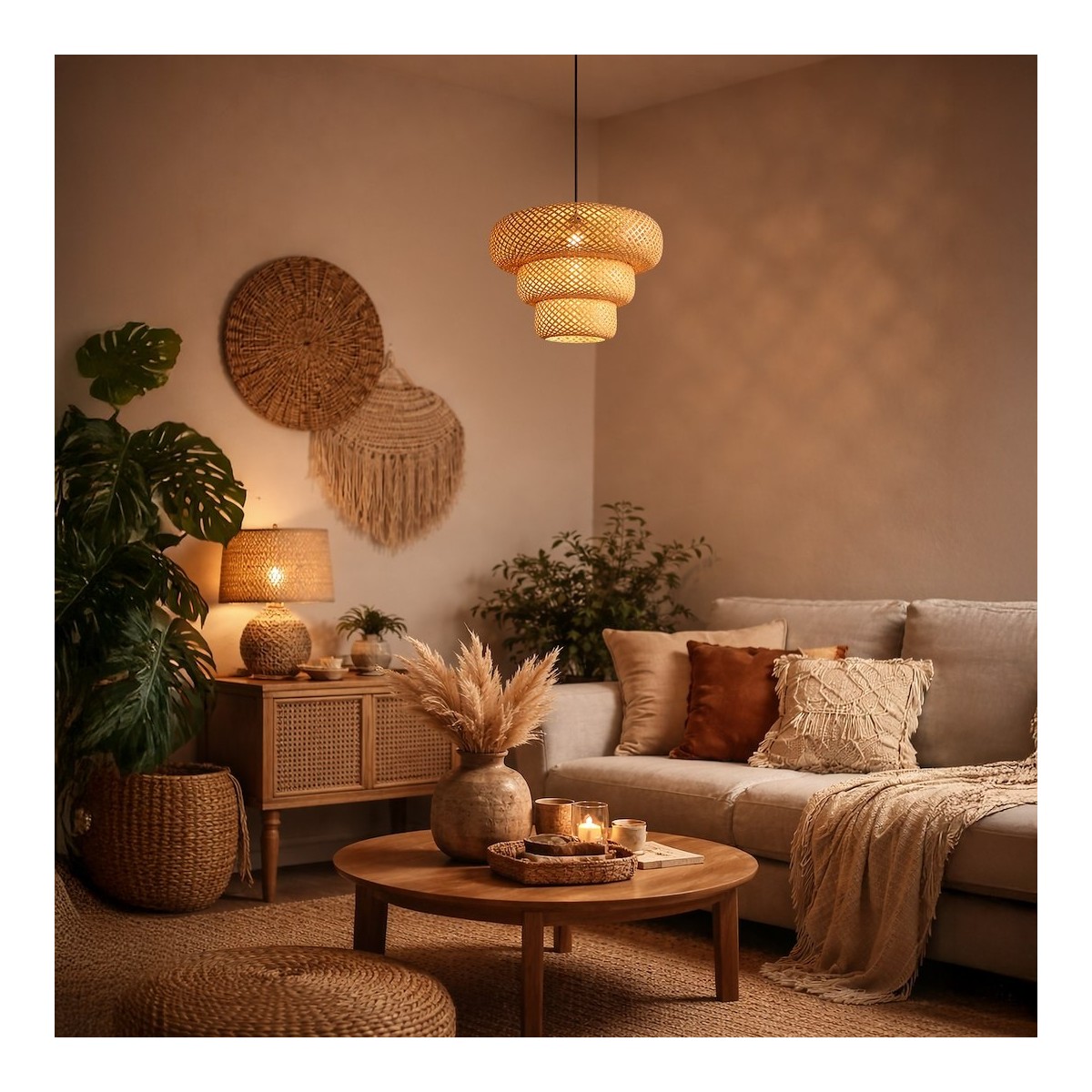 MiLagro ML2586 lampa bambusowa boho