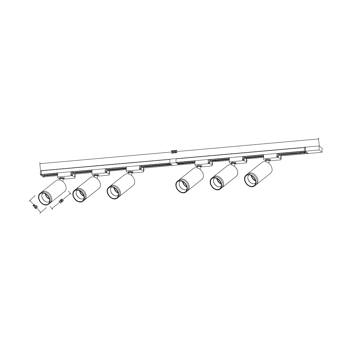 MiLagro Zestaw Oprawa Pipe Ring Track Czarny 6xGU10 2m ML2085