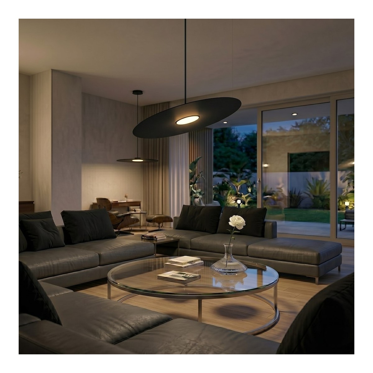 Lampa wisząca PIATTO Czarna 1xGX53 fi 550mm