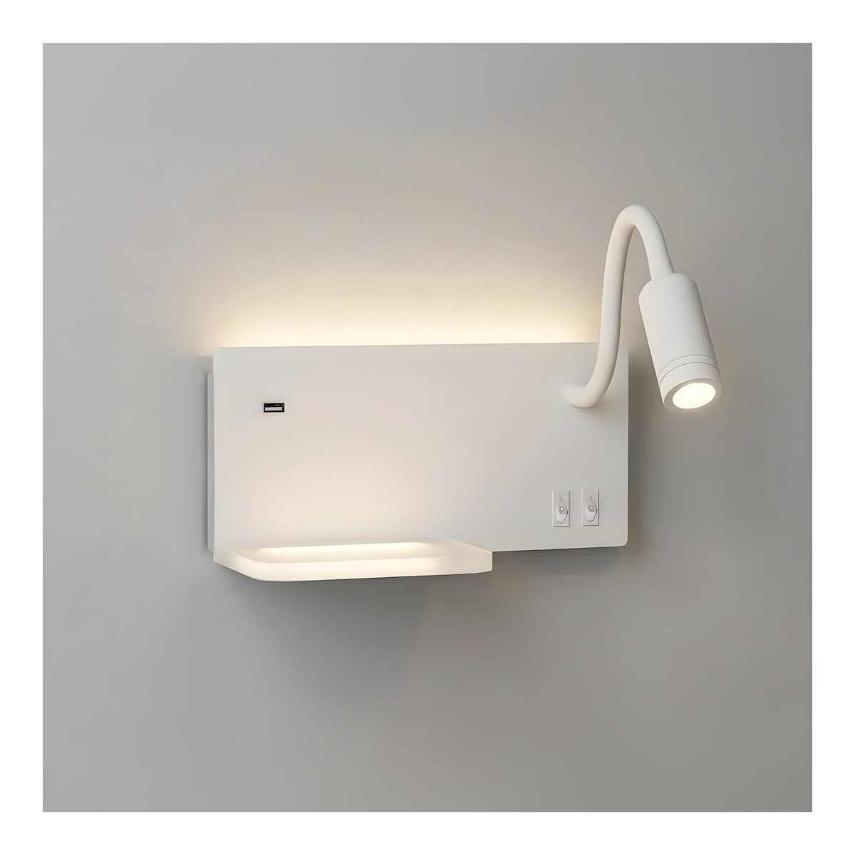 Lampa nocna z półką Shelf Led 4W+5W+2W prawa Biały