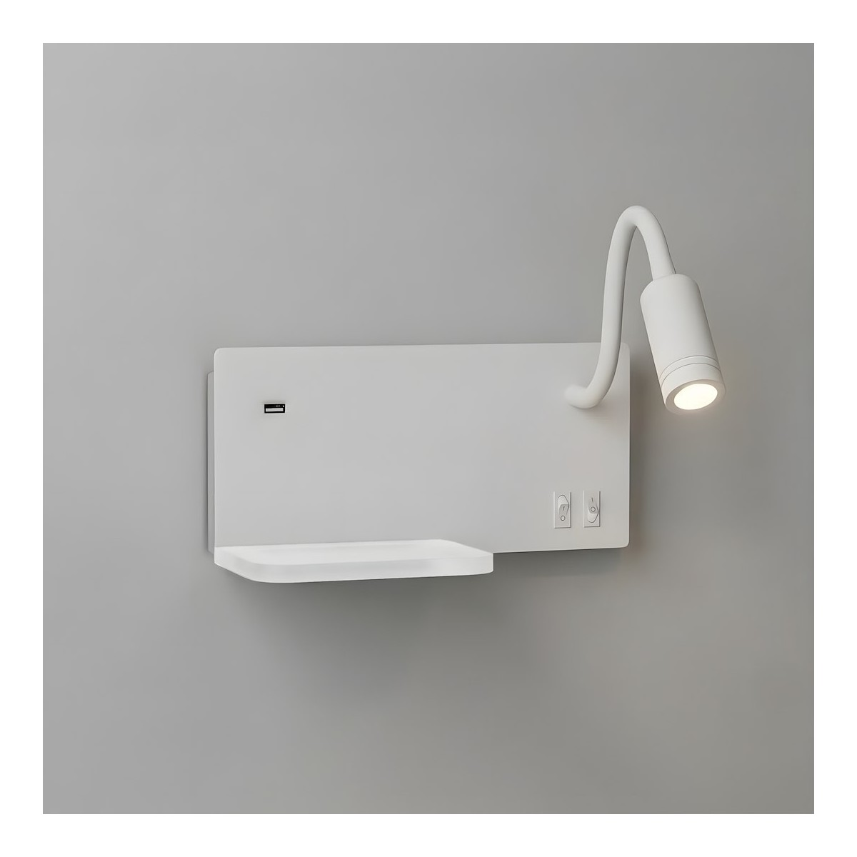 Lampa nocna z półką Shelf Led 4W+5W+2W prawa Biały