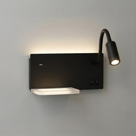 Lampa nocna z półką Shelf Led 4W+5W+2W prawa Czarny