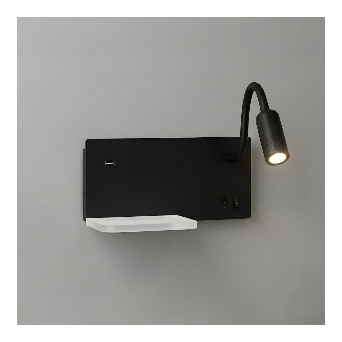 Lampa nocna z półką Shelf Led 4W+5W+2W prawa Czarny