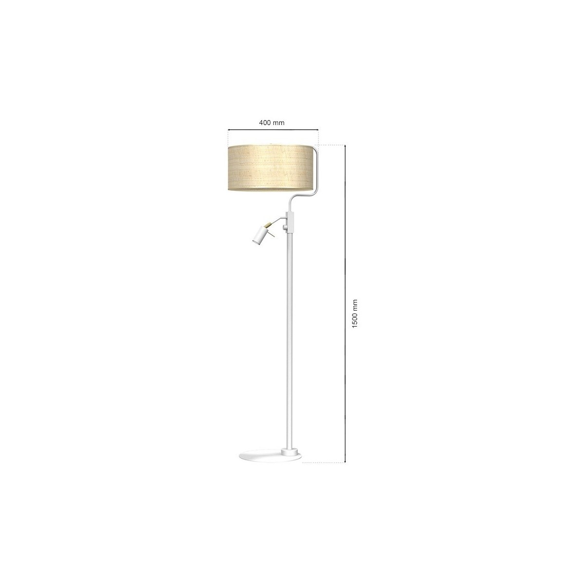 Lampa podłogowa Marshall 1xE27 + 1x mini GU10 Biały - Rattan