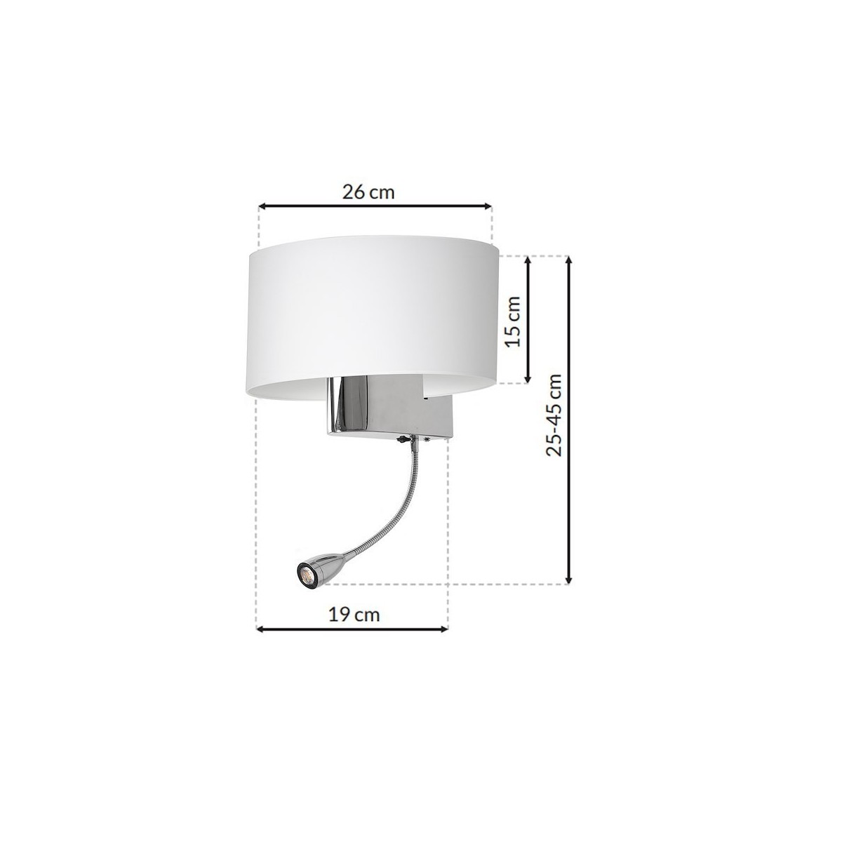 Kinkiet Casino 1xE27 + 1W LED Biały-Chrom