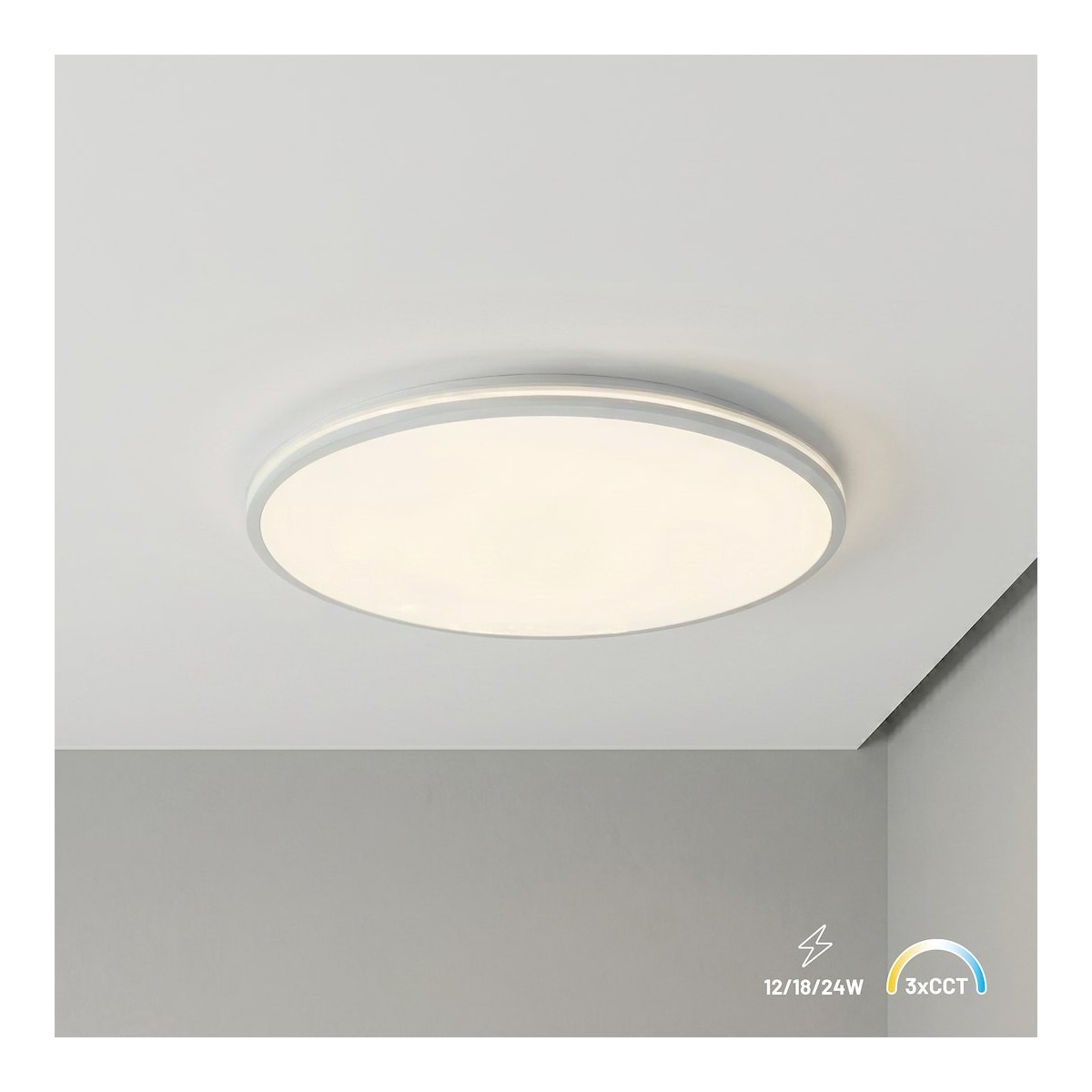 Plafon Hugo 16-24-32W 3CCT IP54 Biały
