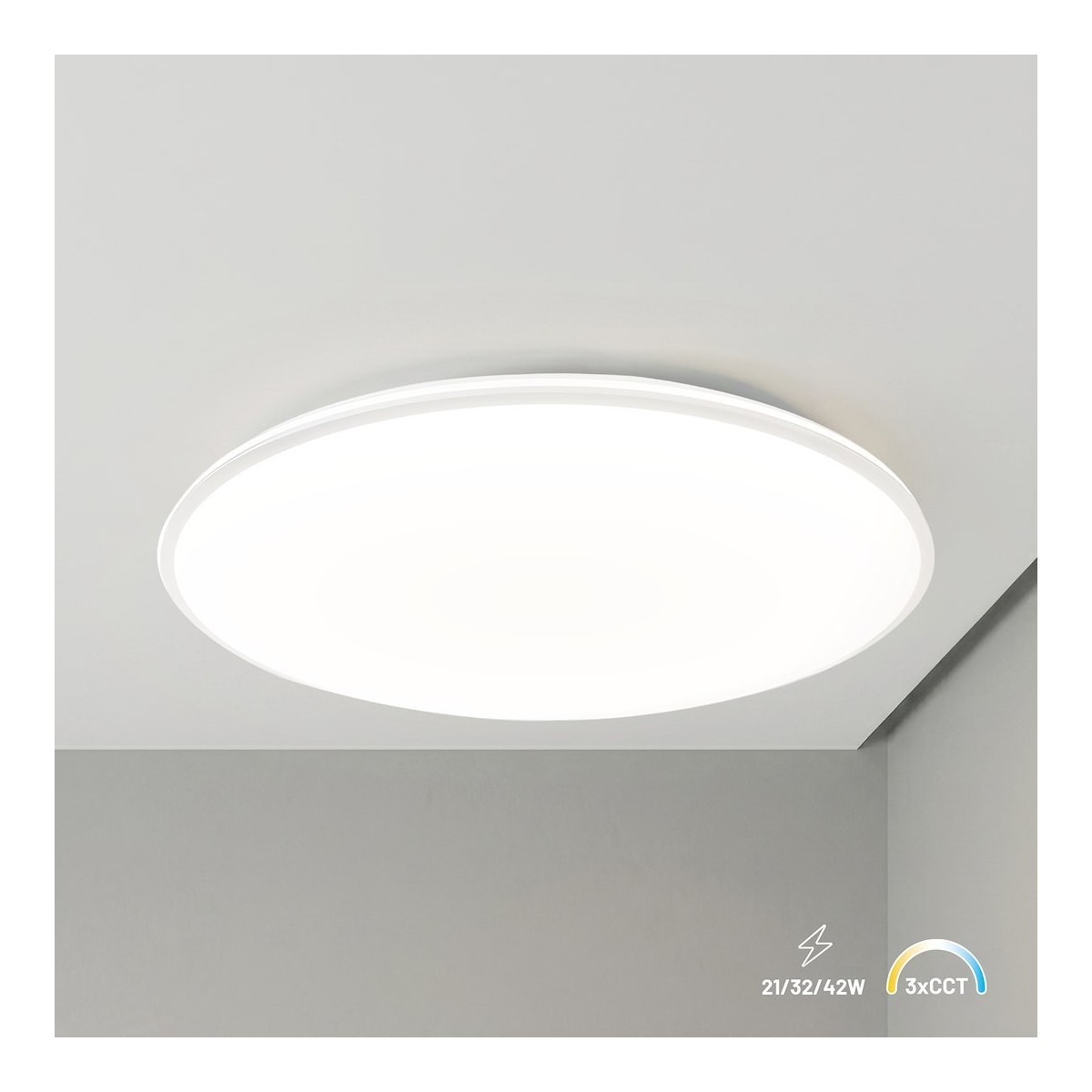 Plafon Hugo 21-32-42W 3CCT IP54 Biały
