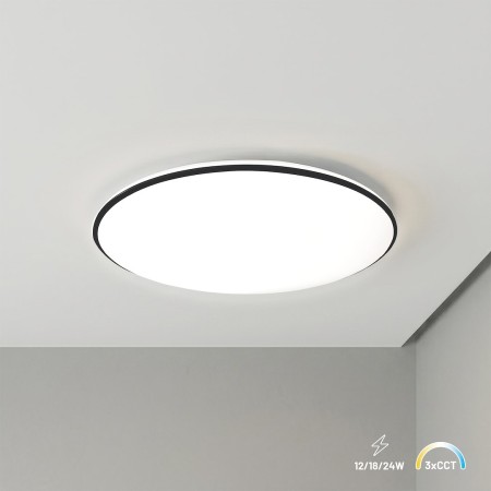 Plafon Hugo 12-18-24W 3CCT IP54 Czarny