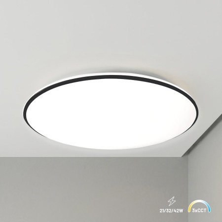 Plafon Hugo 21-32-42W 3CCT IP54 Czarny
